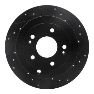 Hyundai Santa Fe Brake Rotor (1) - Rear Right - R1 Concepts - Drilled & Slotted - Black - `07-`09